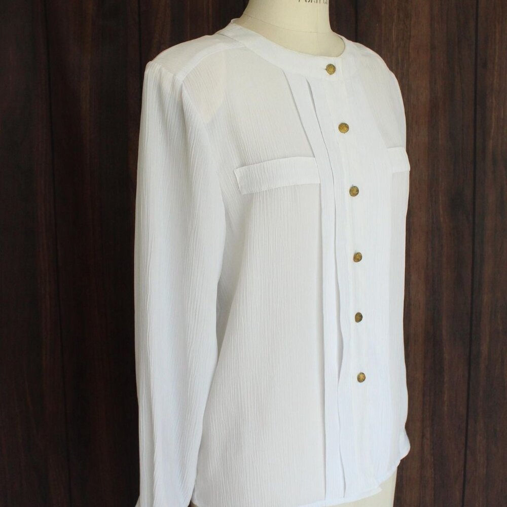 Vintage 1980s 1990s Blouse, Volup Laura & Jayne White Button Down Shirt, Grandma - Picture 5 of 10